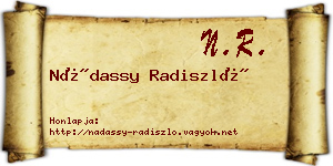 Nádassy Radiszló névjegykártya
